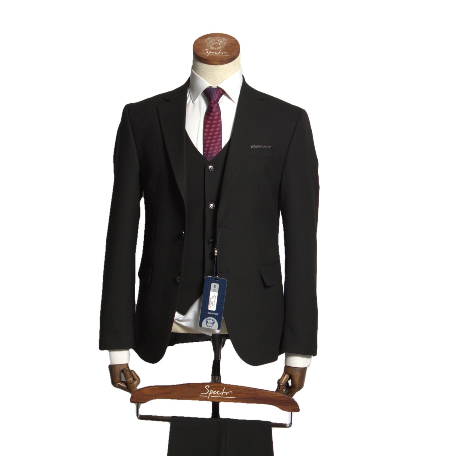 Мужской костюм "Ригель" черный тройка slim fit