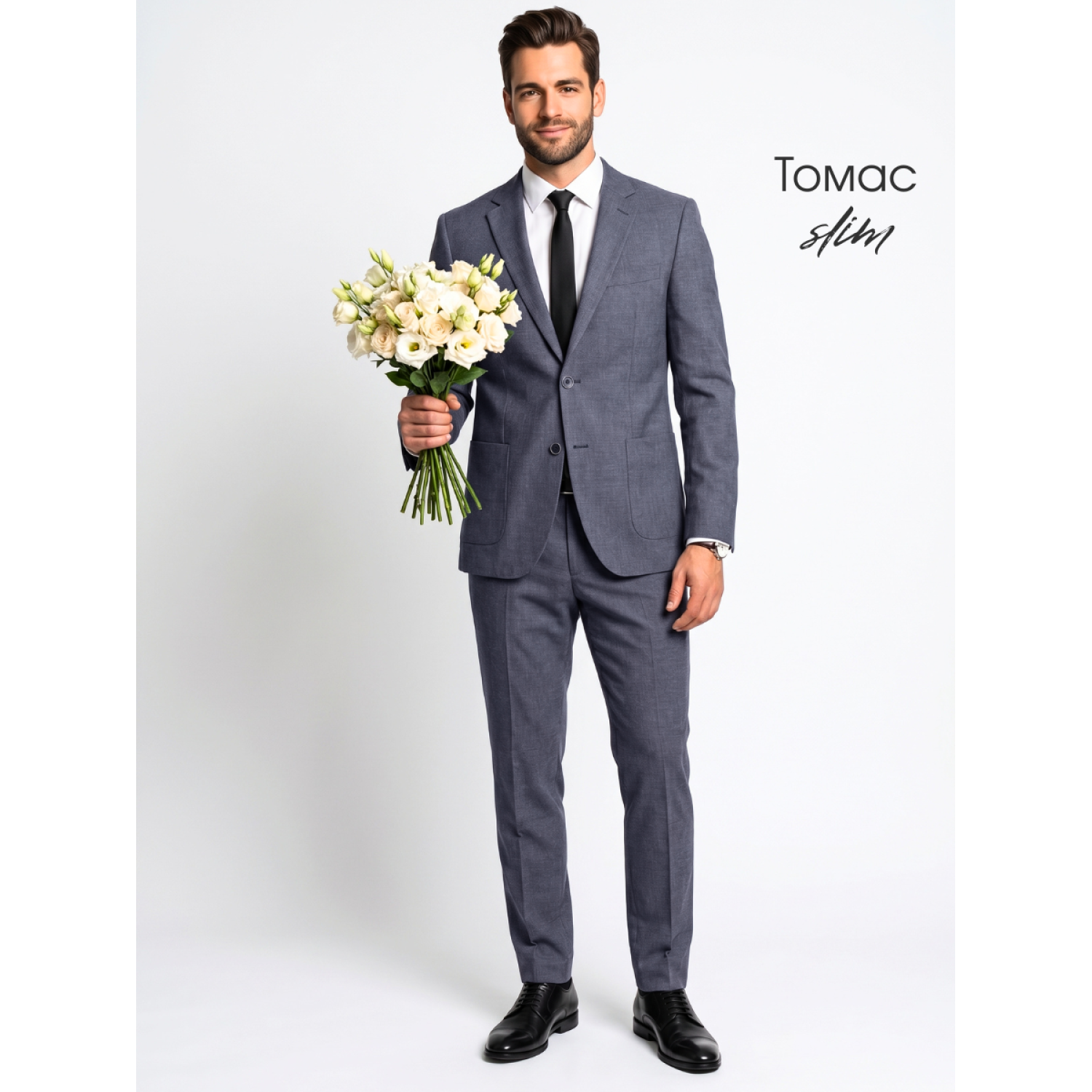 Мужской костюм "Томас" синий двойка slim fit
