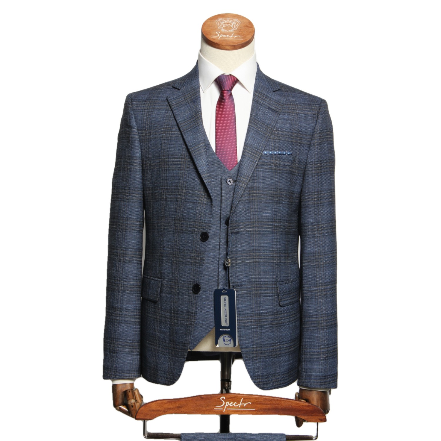 Мужской костюм "Техас" синий тройка slim fit
