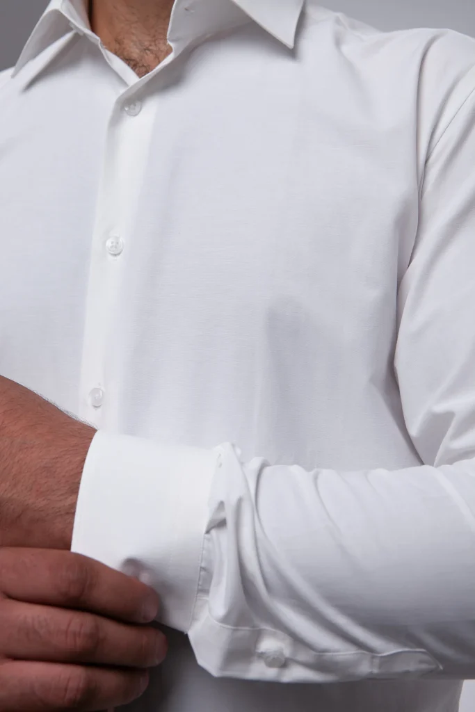 Мужская рубашка "Гладкая" бежевая slim fit