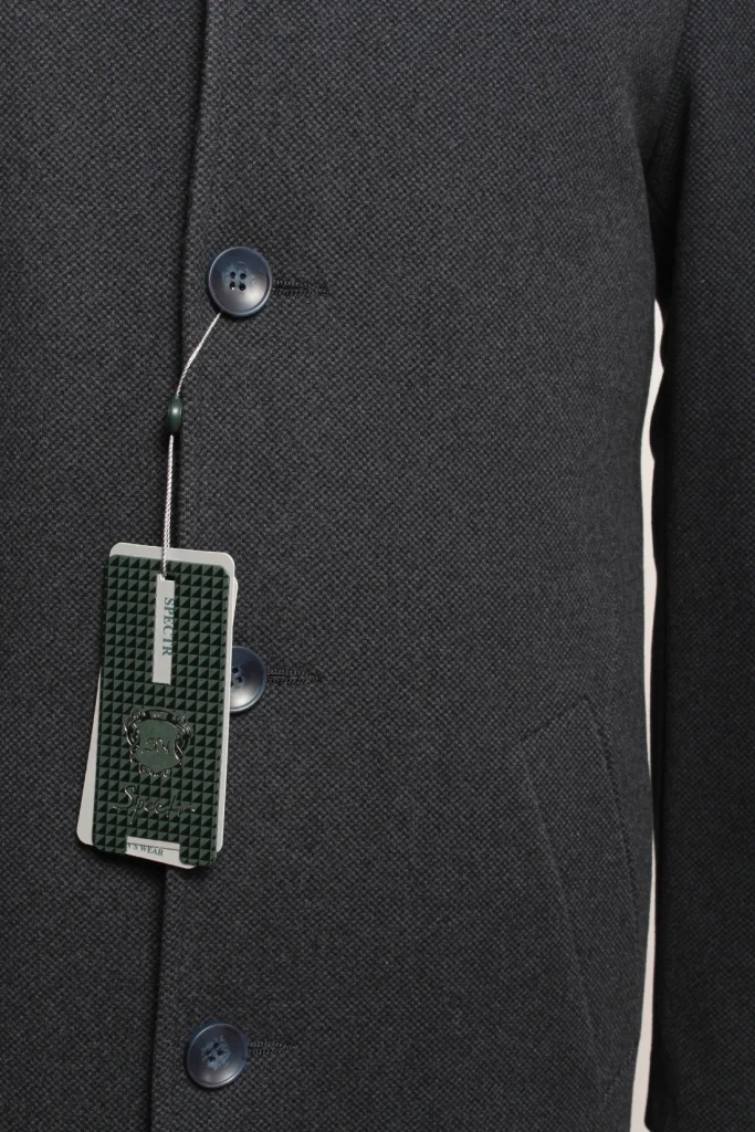 Мужское пальто "Базилио" серое со стойкой slim fit