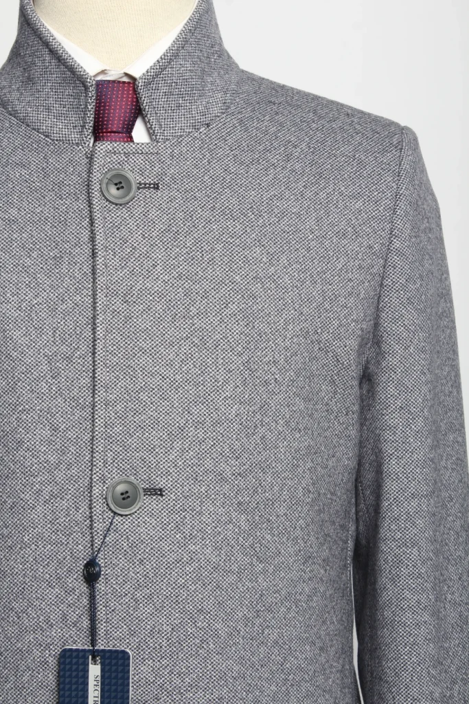 Мужское пальто "Берат" серое со стойкой slim fit