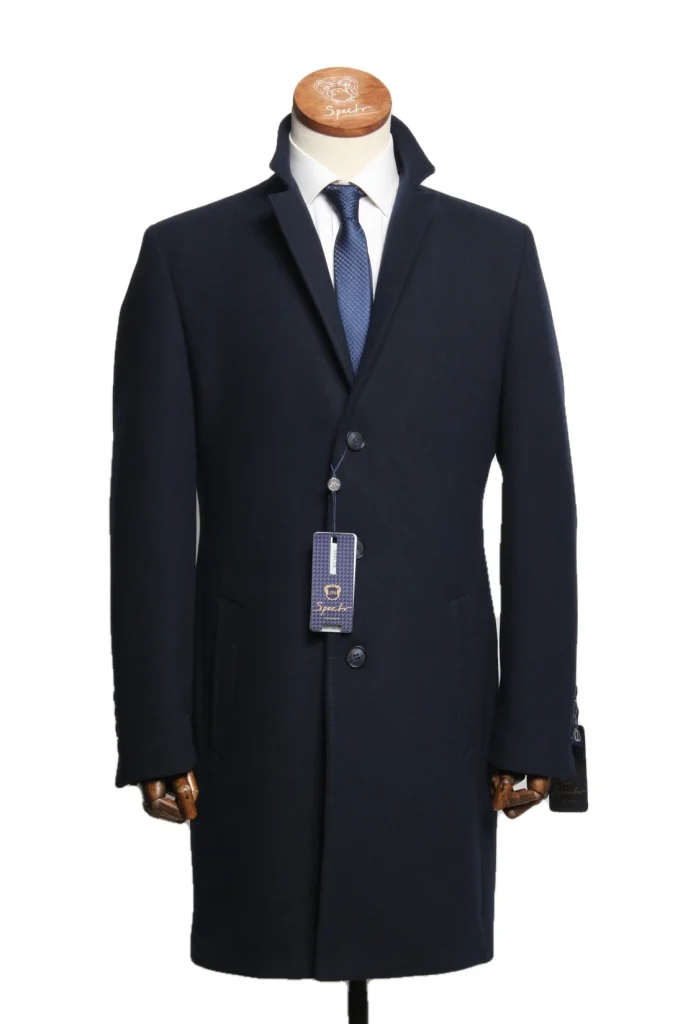 Мужское пальто "Борги" синее slim fit