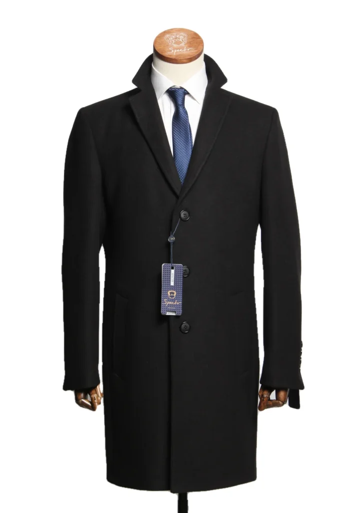 Мужское пальто "Борги" черное slim fit