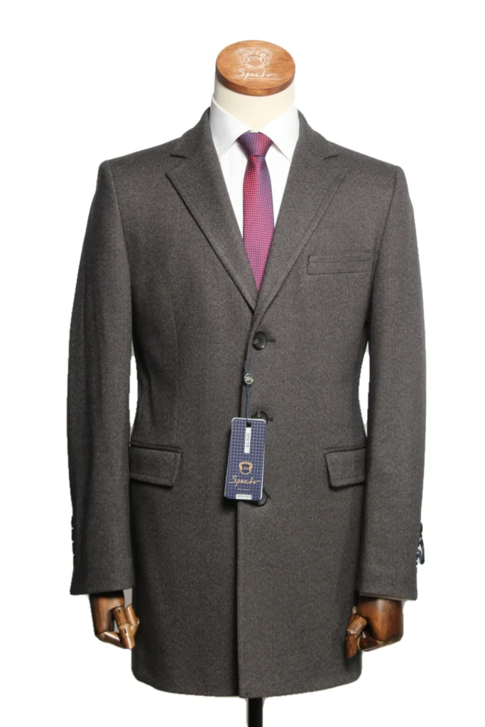 Мужское пальто "Вена" английский, серое slim fit