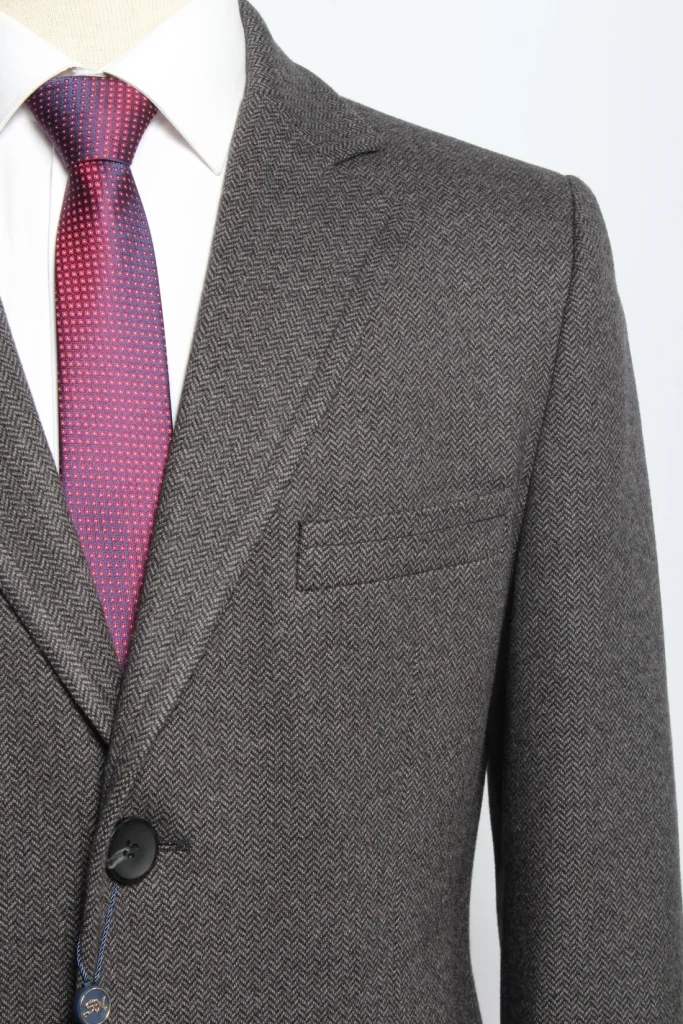 Мужское пальто "Вена" английский, серое slim fit