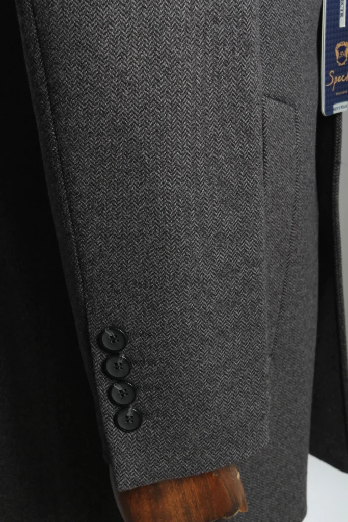 Мужское пальто "Вена" серое со стойкой slim fit