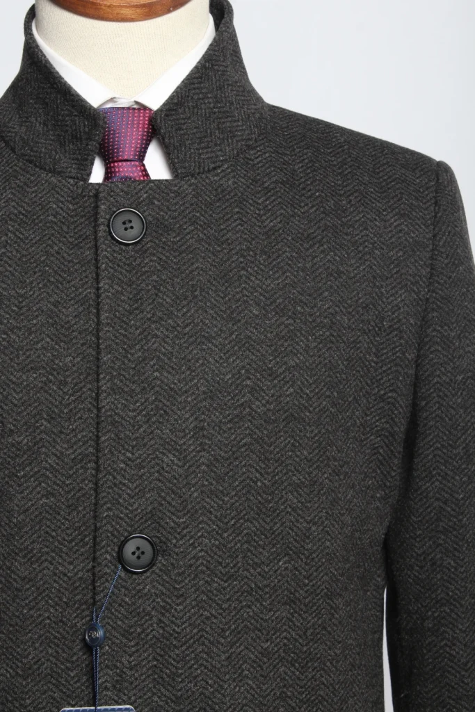 Мужское пальто "Висмар" серое со стойкой slim fit
