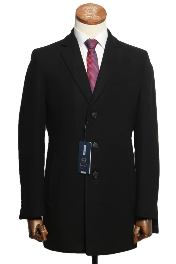 Мужское пальто "Гирван" английский, черное slim fit