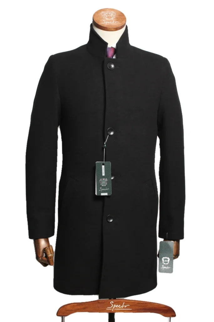 Мужское пальто "Блэйк" черное со стойкой slim fit