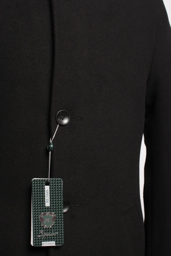 Мужское пальто "Блэйк" черное со стойкой slim fit