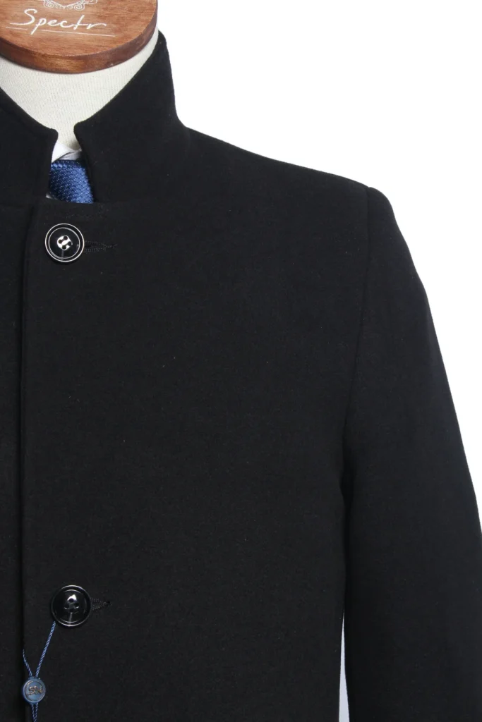 Мужское пальто "Голливуд" черное укороченное, стойка,  slim fit