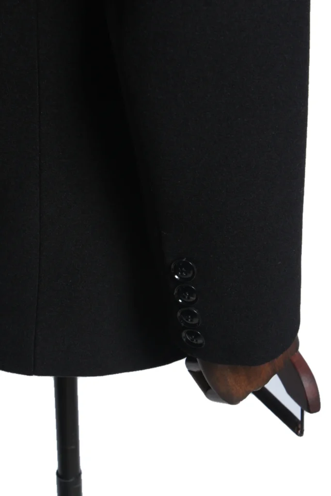 Мужское пальто "Голливуд" черное укороченное, стойка,  slim fit