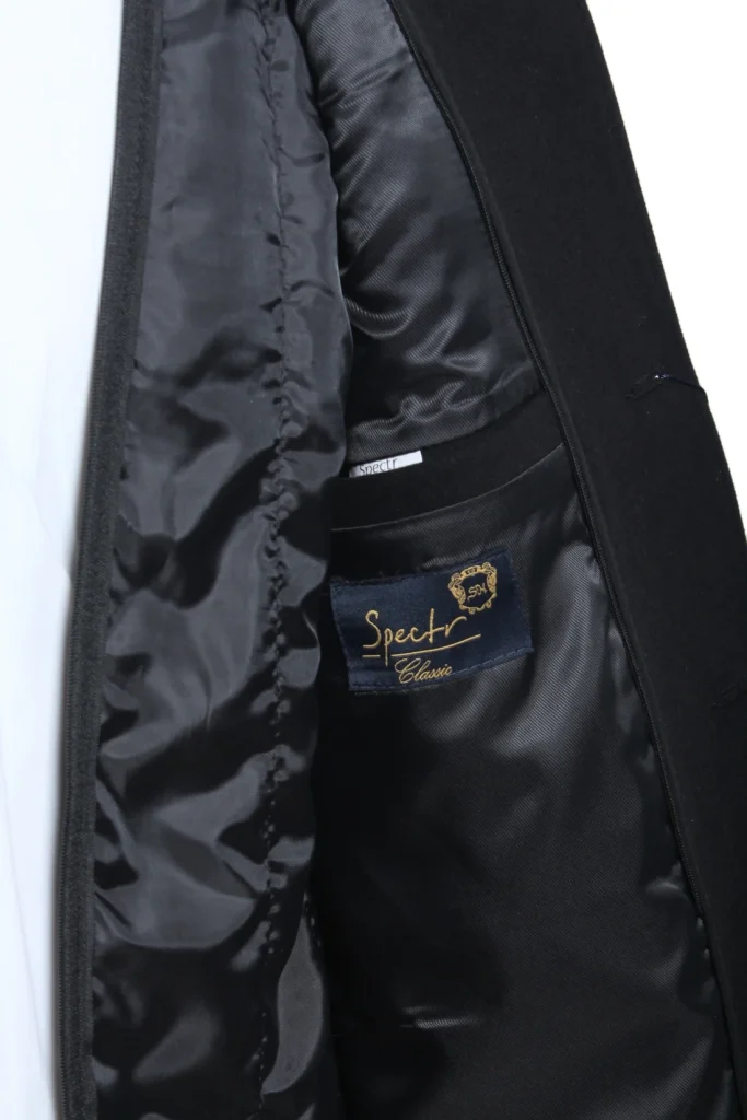 Мужское пальто "Голливуд" черное укороченное, стойка,  slim fit