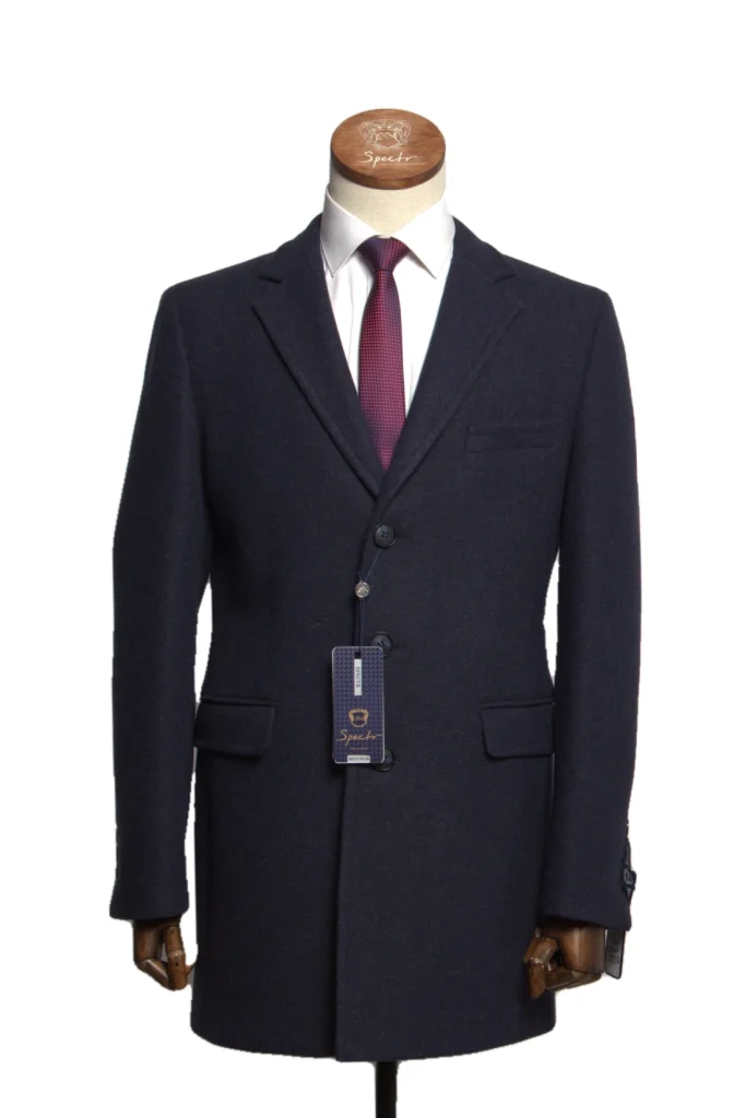 Мужское пальто "Дерон" английский, синее slim fit