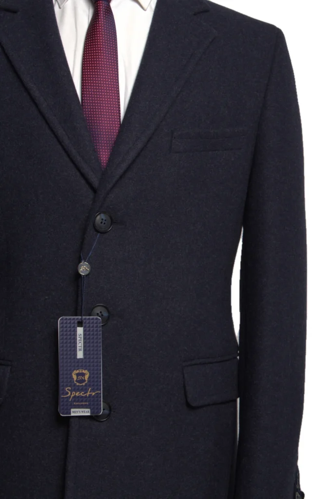 Мужское пальто "Дерон" английский, синее slim fit