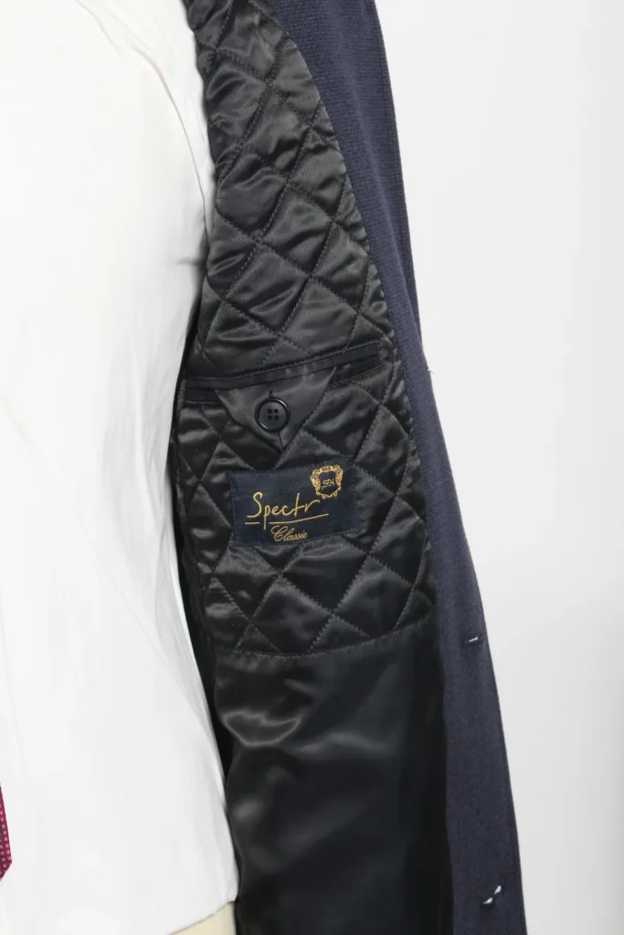 Мужское пальто "Марбург" синее со стойкой slim fit