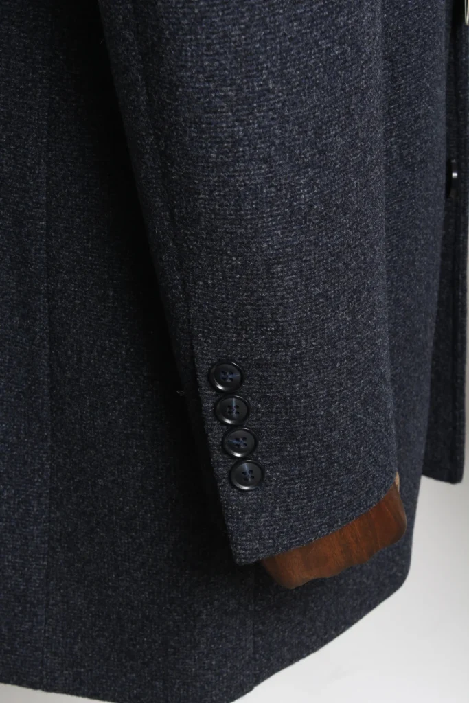 Мужское пальто "Марко" синее со стойкой slim fit