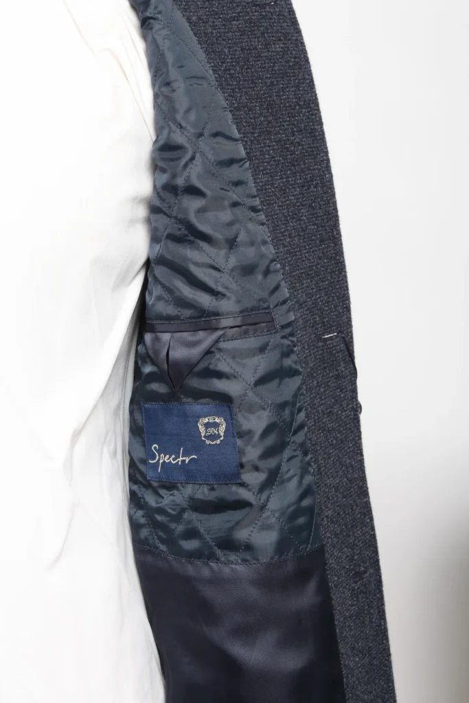 Мужское пальто "Марко" синее со стойкой slim fit