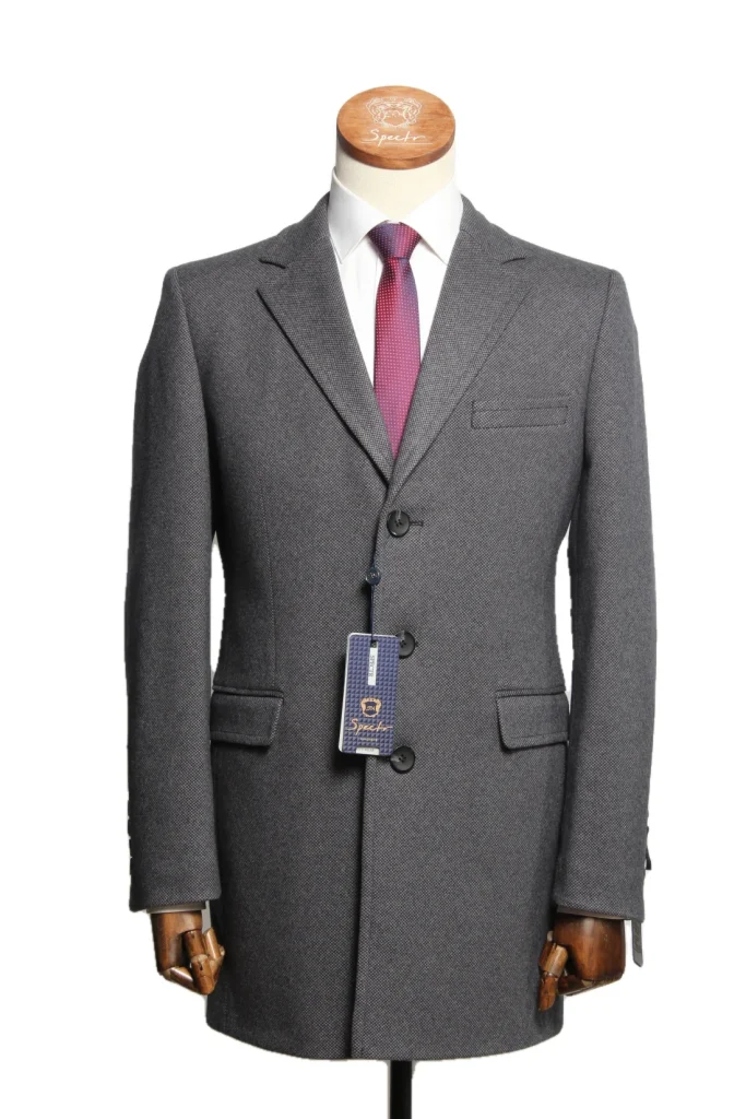 Мужское пальто "Милан" английский, серое slim fit