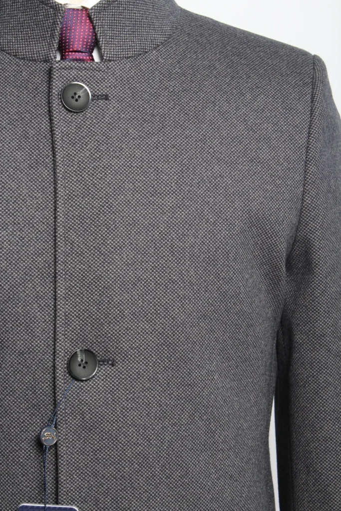 Мужское пальто "Милан" серое со стойкой slim fit