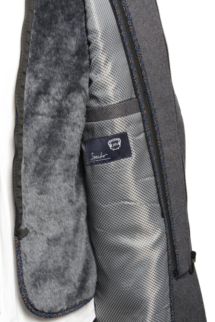 Мужское пальто "Монтора" серое, с манишкой, slim fit
