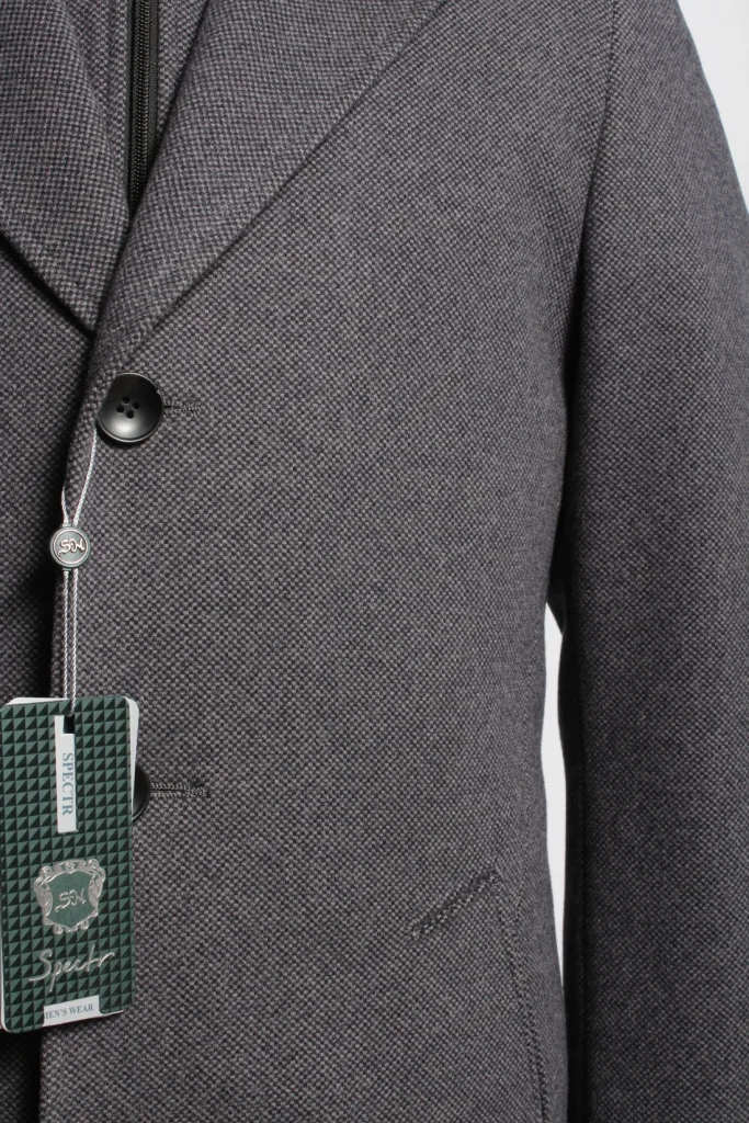 Мужское пальто "Монторо" серое с капюшоном slim fit