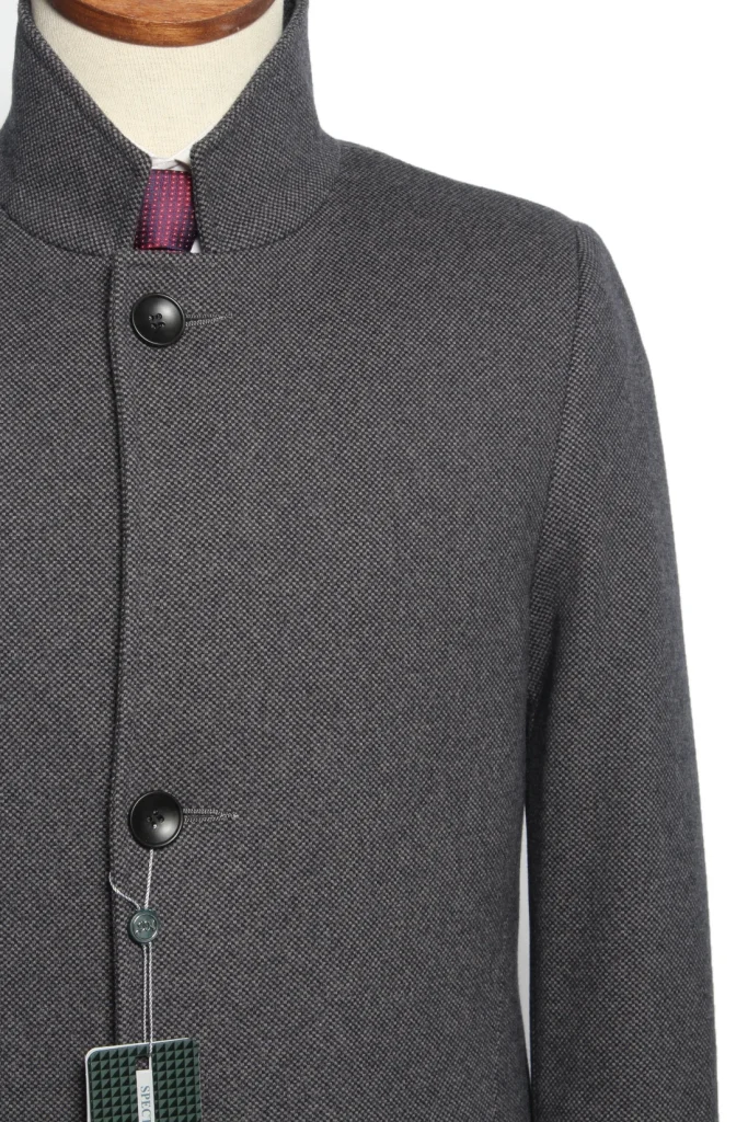 Мужское пальто "Монторо" серое со стойкой slim fit