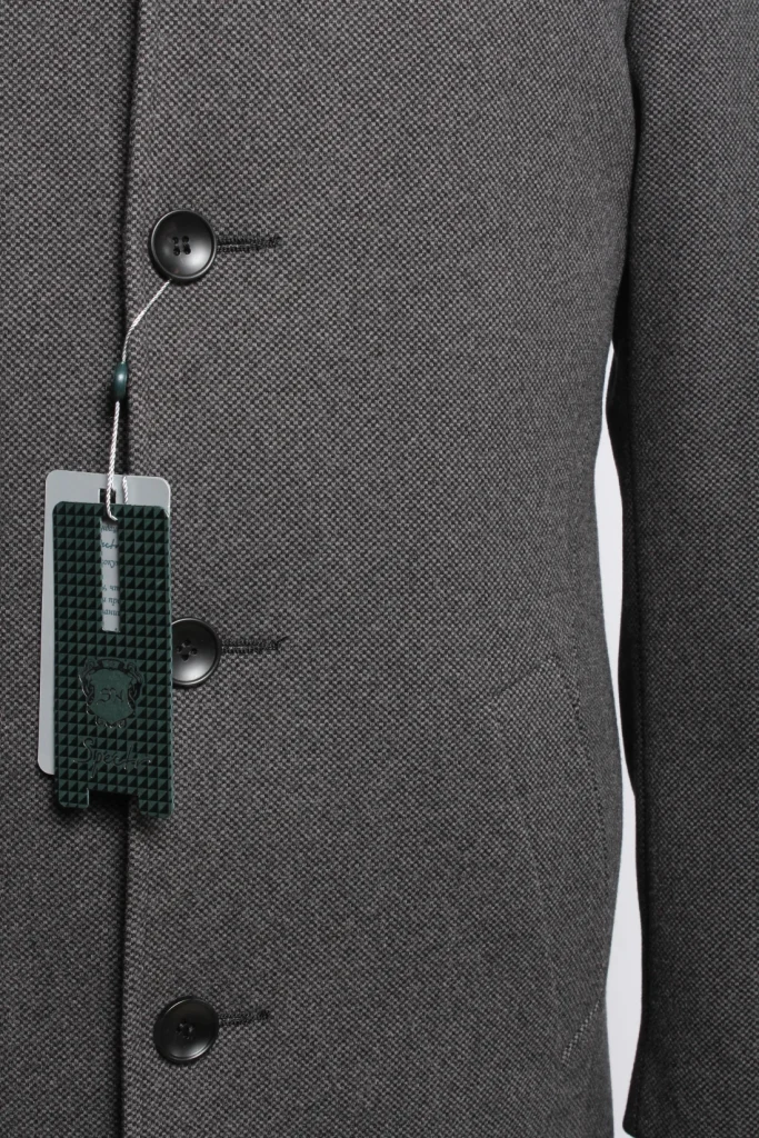 Мужское пальто "Панамера" серое со стойкой slim fit