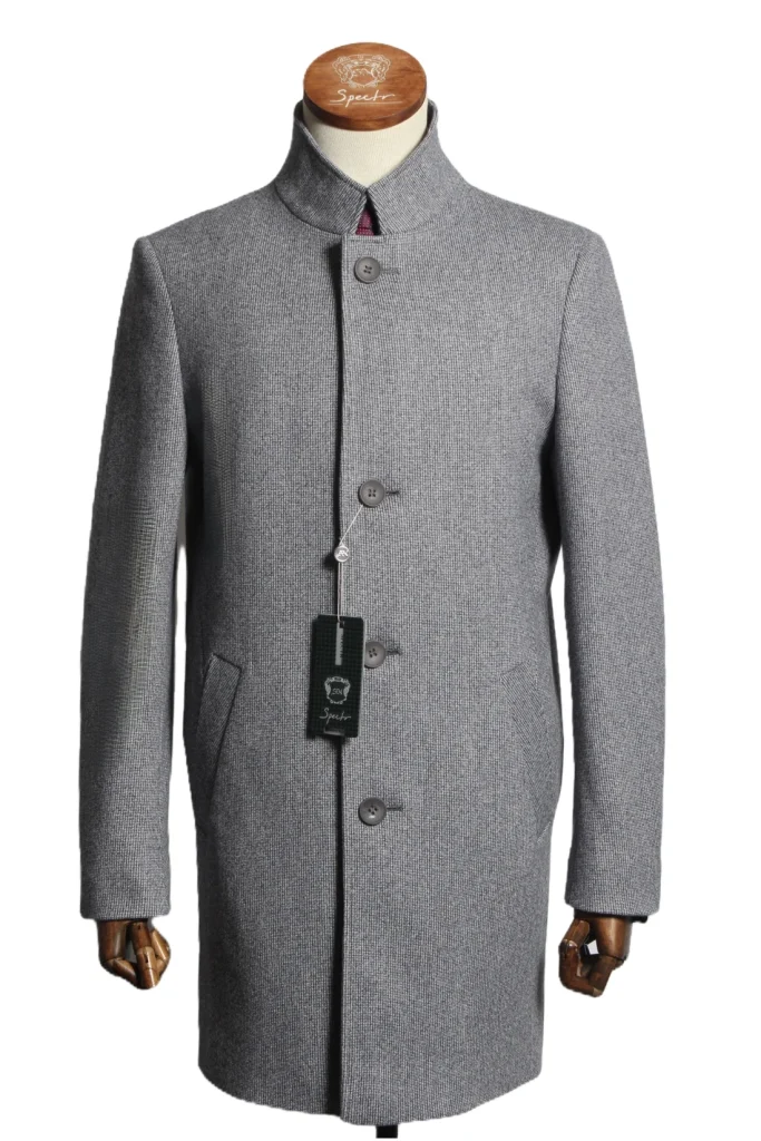 Мужское пальто "Рендал" серое со стойкой slim fit
