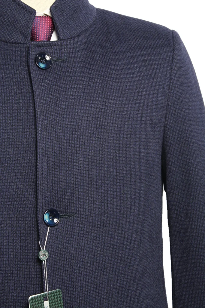 Мужское пальто "Сенат" синее со стойкой slim fit