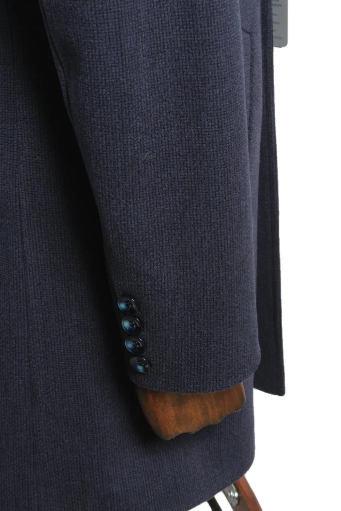 Мужское пальто "Сенат" синее со стойкой slim fit