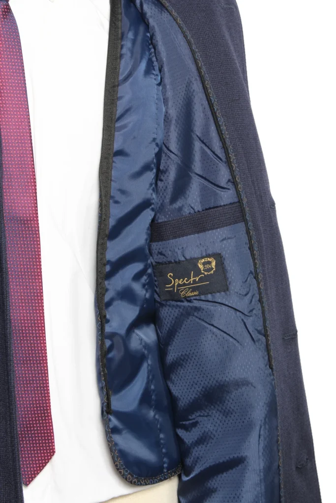 Мужское пальто "Сенат" синее со стойкой slim fit
