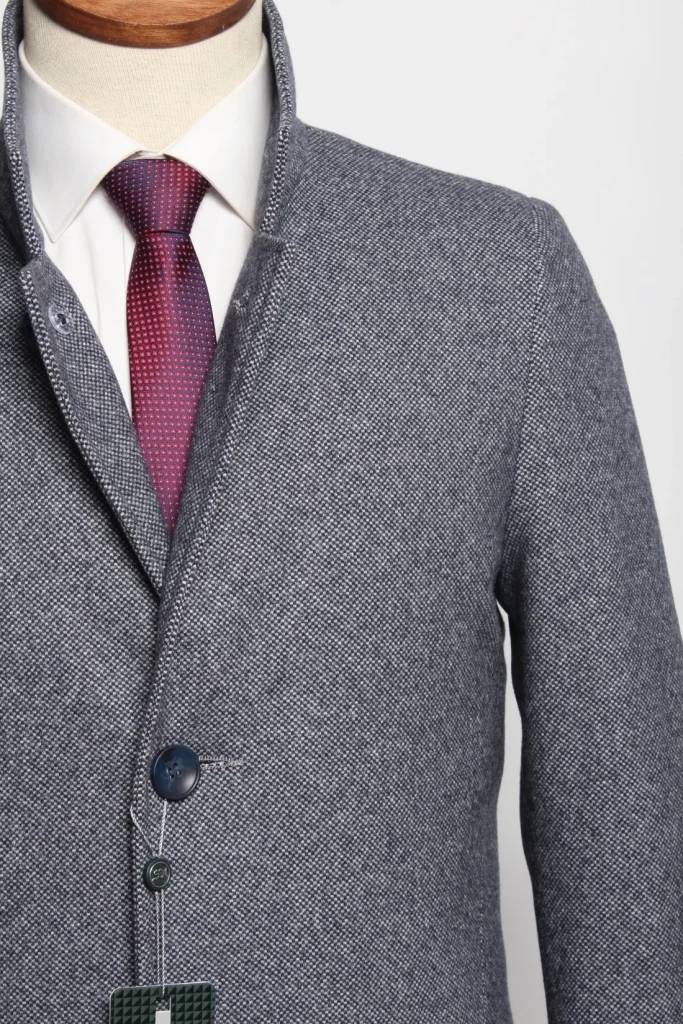 Мужское пальто "Стивен" серое со стойкой slim fit