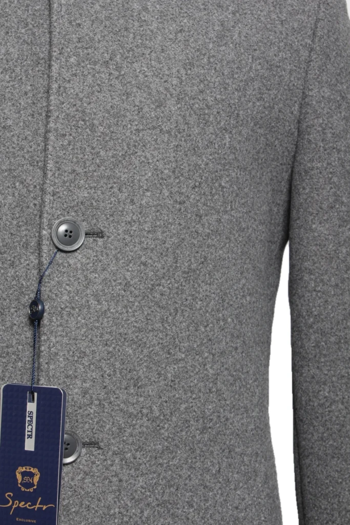Мужское пальто "Тейлор" серое со стойкой slim fit
