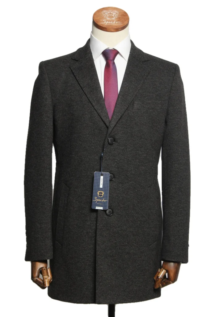 Мужское пальто "Тренто" английский, серое slim fit