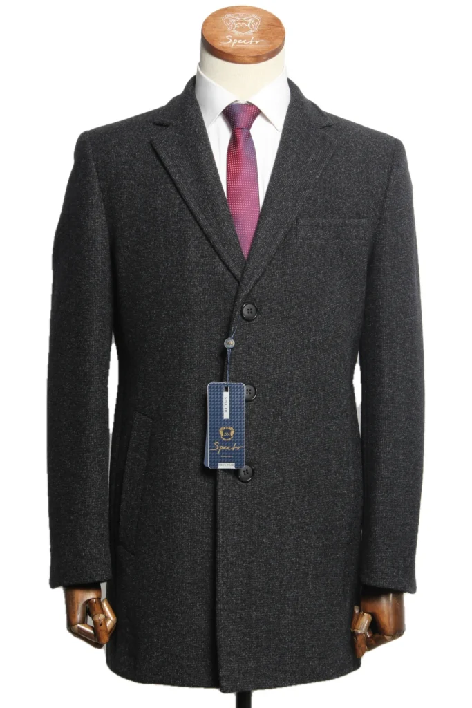 Мужское пальто "Эвора" английский, серое slim fit