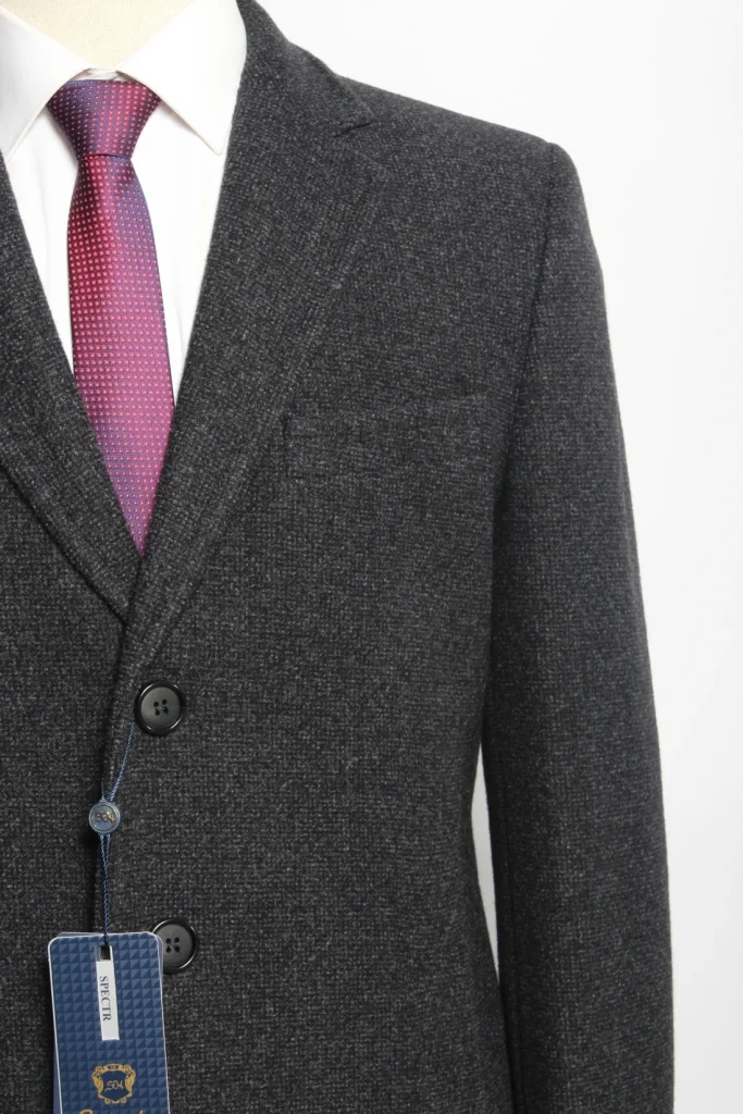 Мужское пальто "Эвора" английский, серое slim fit