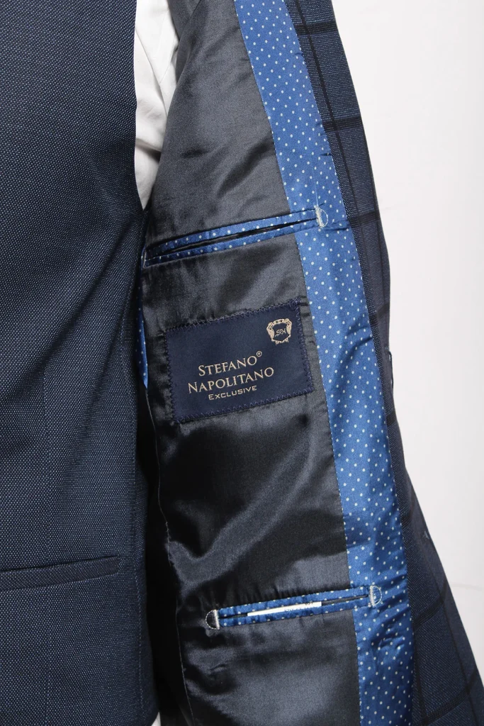 Мужской костюм "Агоста" синий  тройка slim fit
