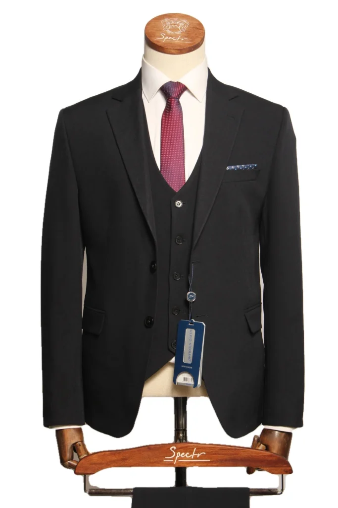 Мужской костюм "Барнес" темно - синий тройка slim fit
