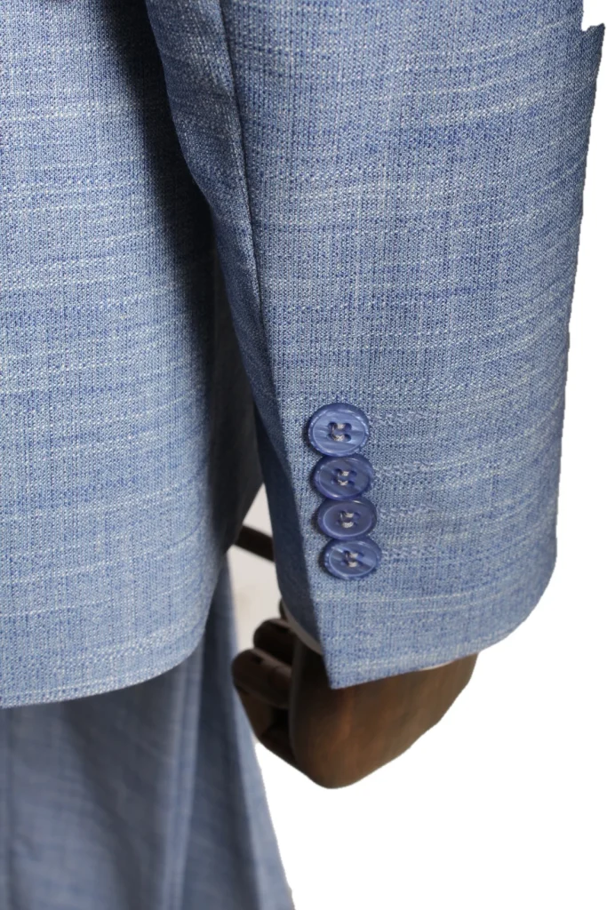 Мужской костюм "Бенет" голубой тройка slim fit