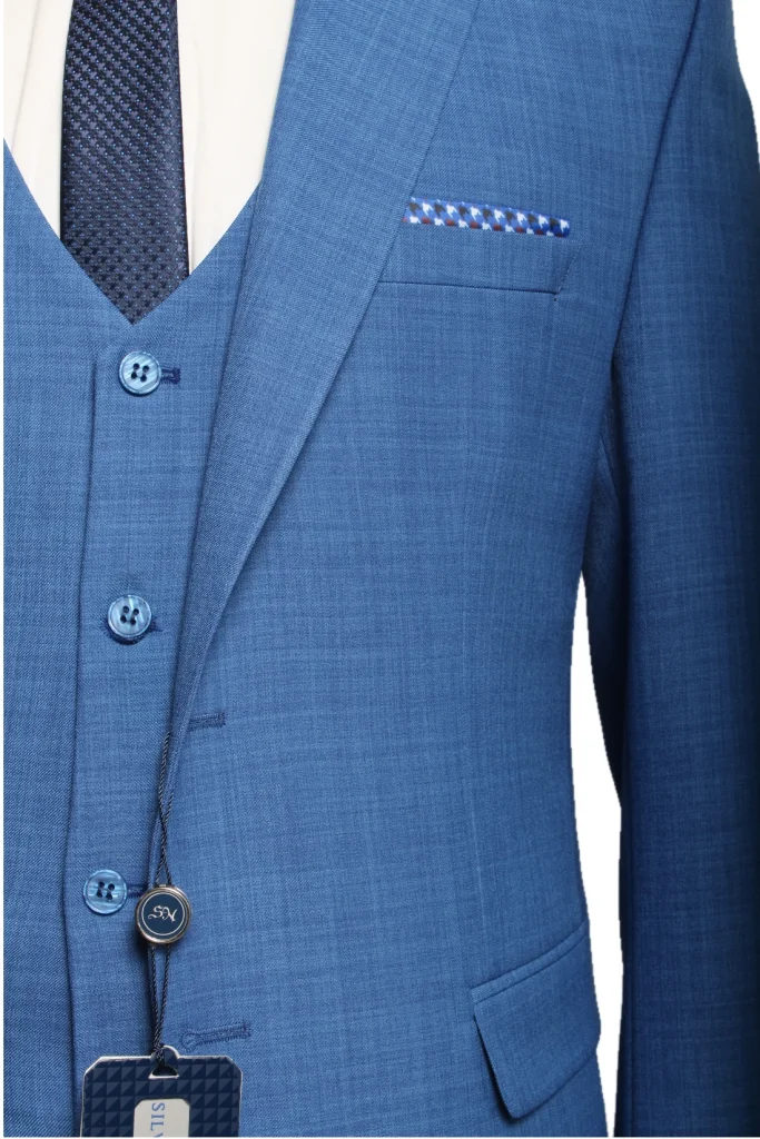 Мужской костюм "Вагнер" синий тройка slim fit