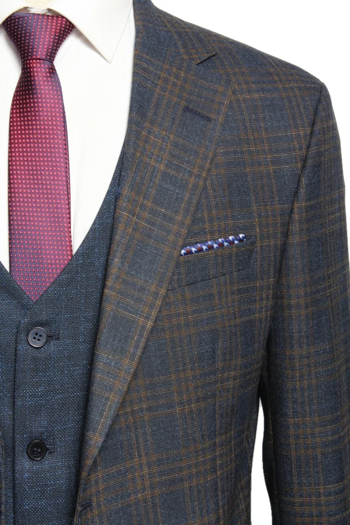 Мужской костюм "Кастор" синий тройка slim fit