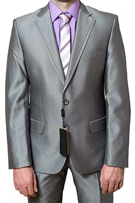 Мужской костюм "Кензо" серебряный двойка slim fit