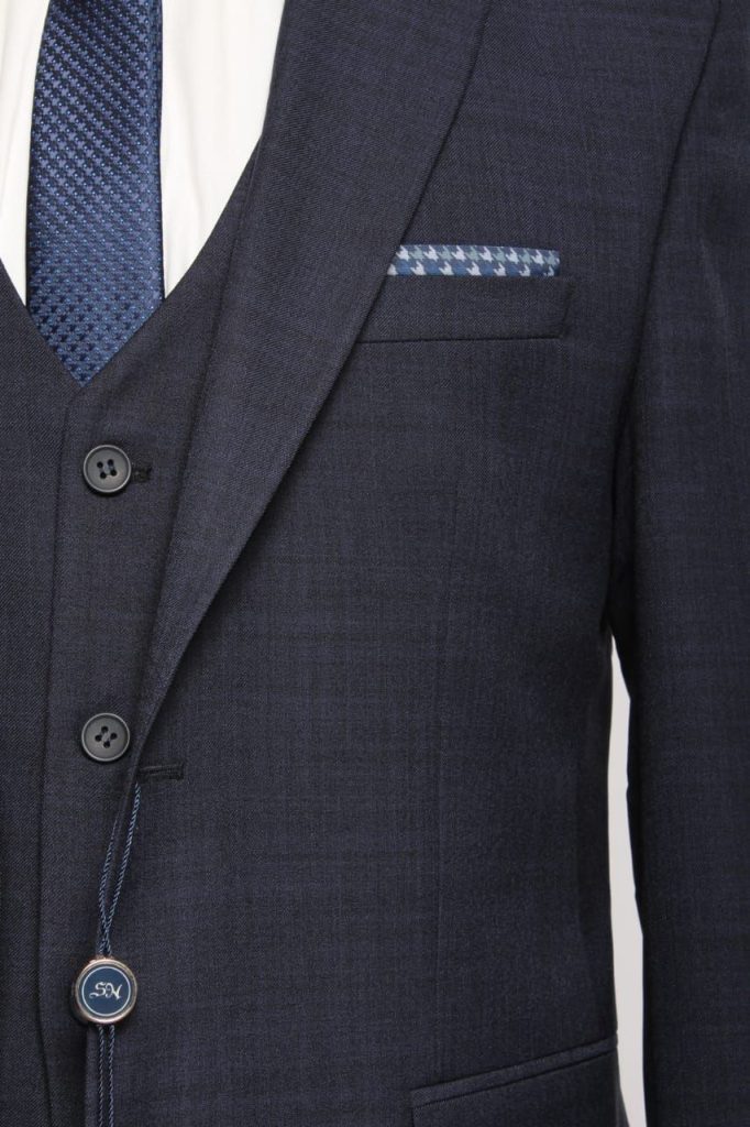 Мужской костюм "Корсо" синий тройка slim fit