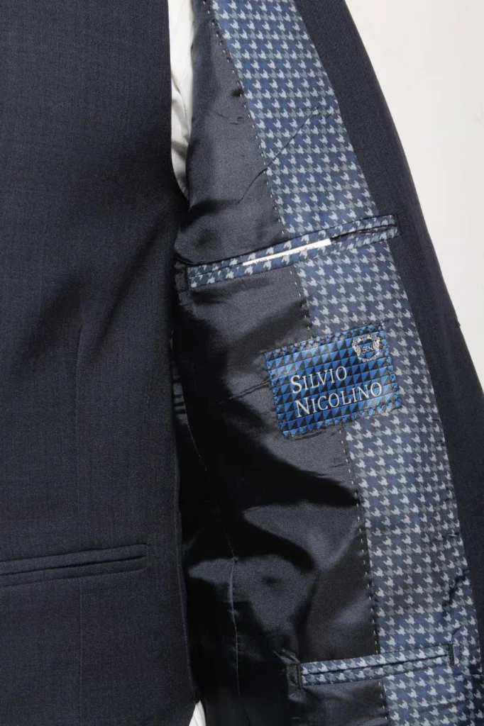 Мужской костюм "Корсо" синий тройка slim fit