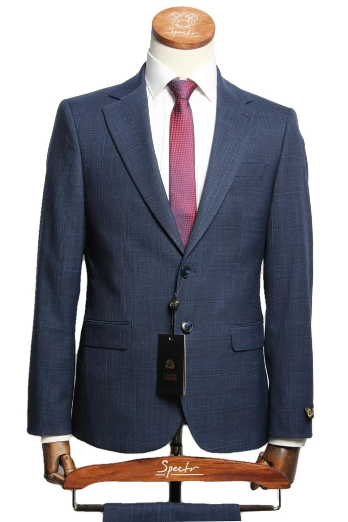 Мужской костюм "Ланс" синий двойка slim fit