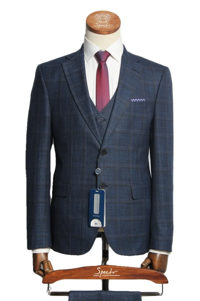 Мужской костюм "Лорд" синий тройка slim fit