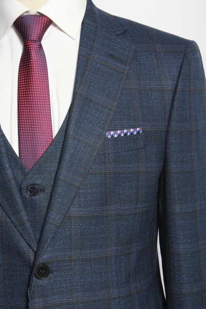 Мужской костюм "Лорд" синий тройка slim fit