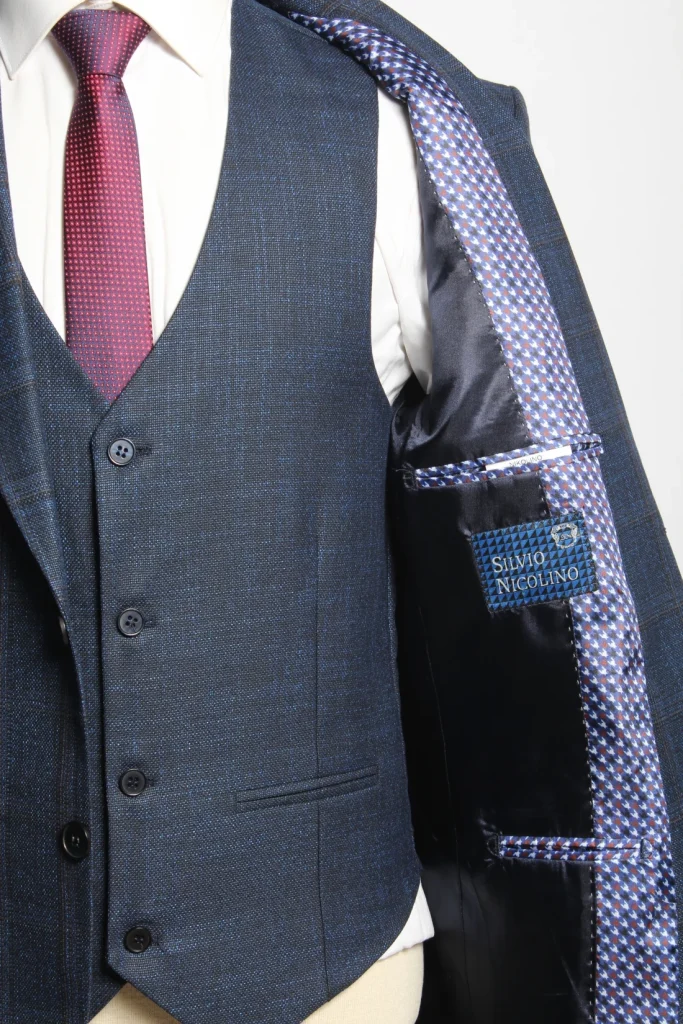 Мужской костюм "Лорд" синий тройка slim fit